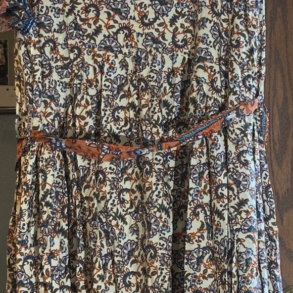 NWT-Bohemian Floral Maxi Dress with Orange and Blue Accents - Picture 11 of 13
